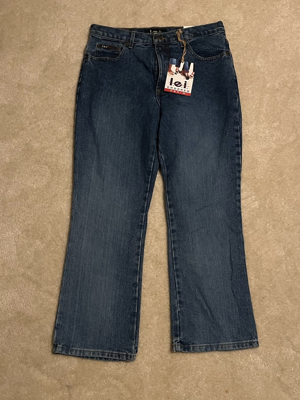 Vintage 90s Y2K l.e.i Women’s Classic Cropped Jeans - Dark Blue W/ Original Tags